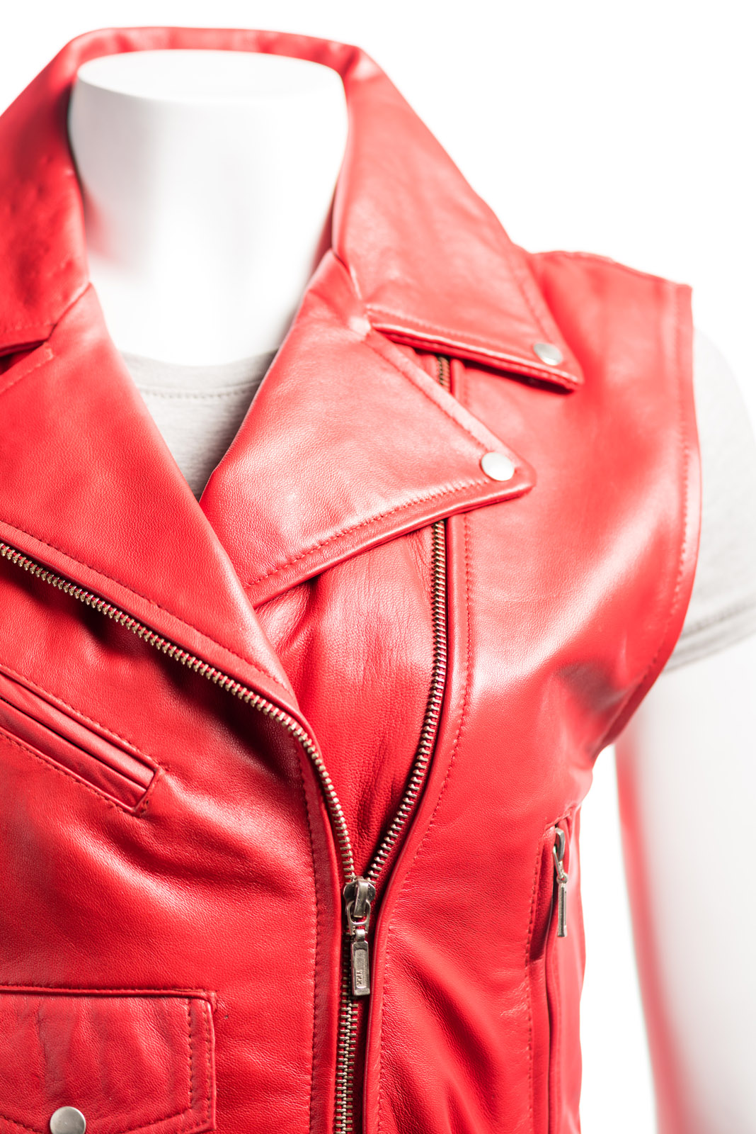 Red leather waistcoat Clearance