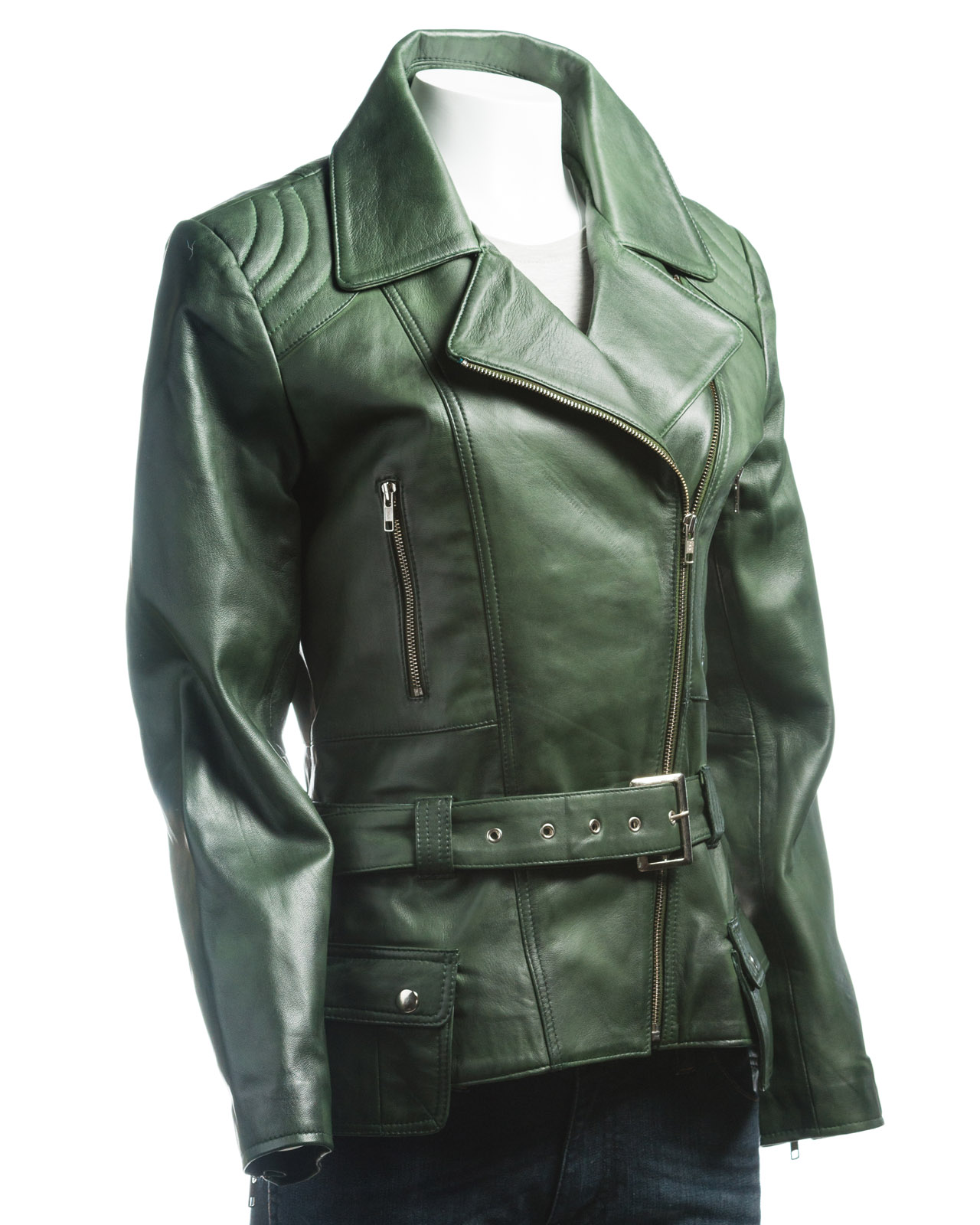 green belted jacket