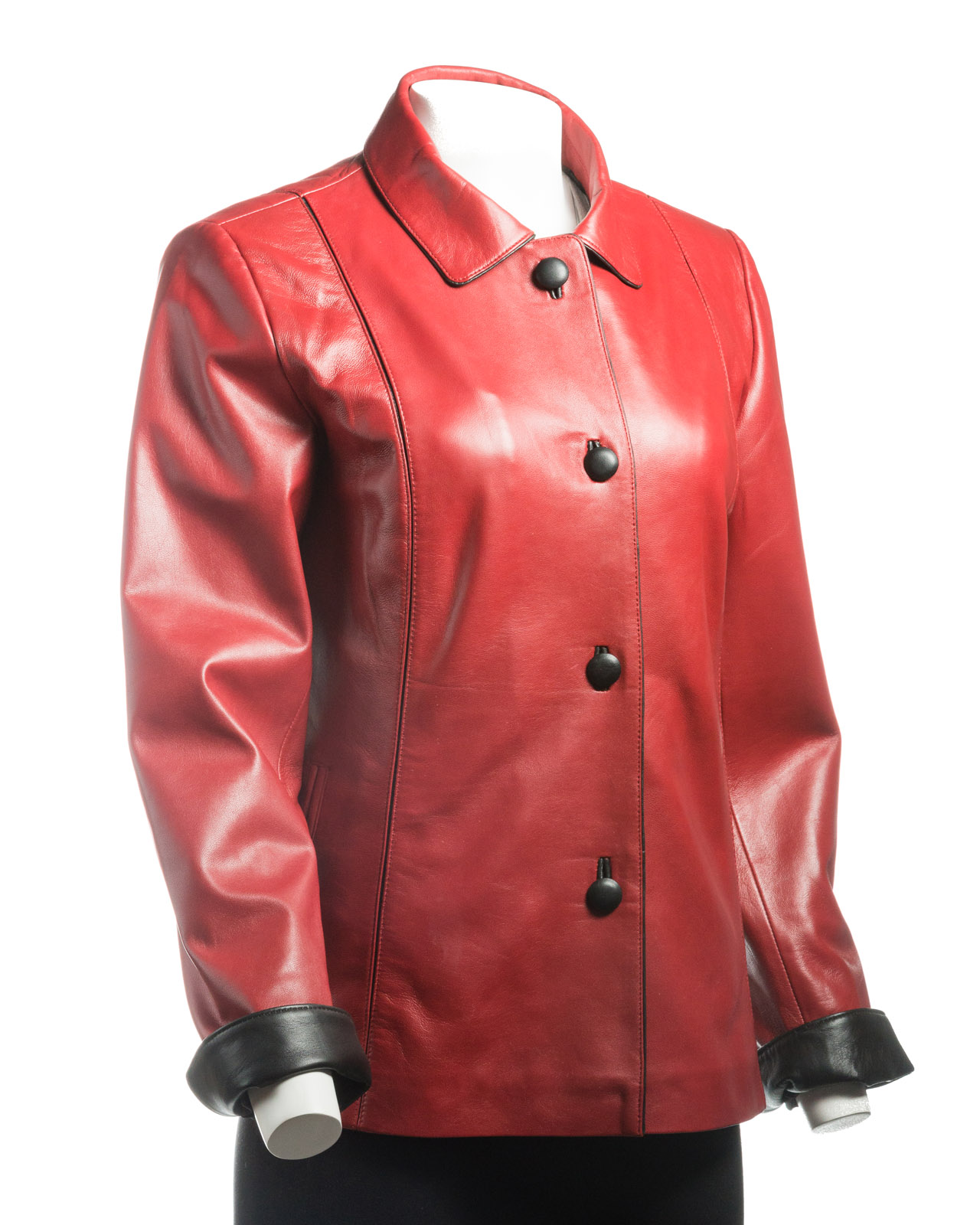 leather coat red