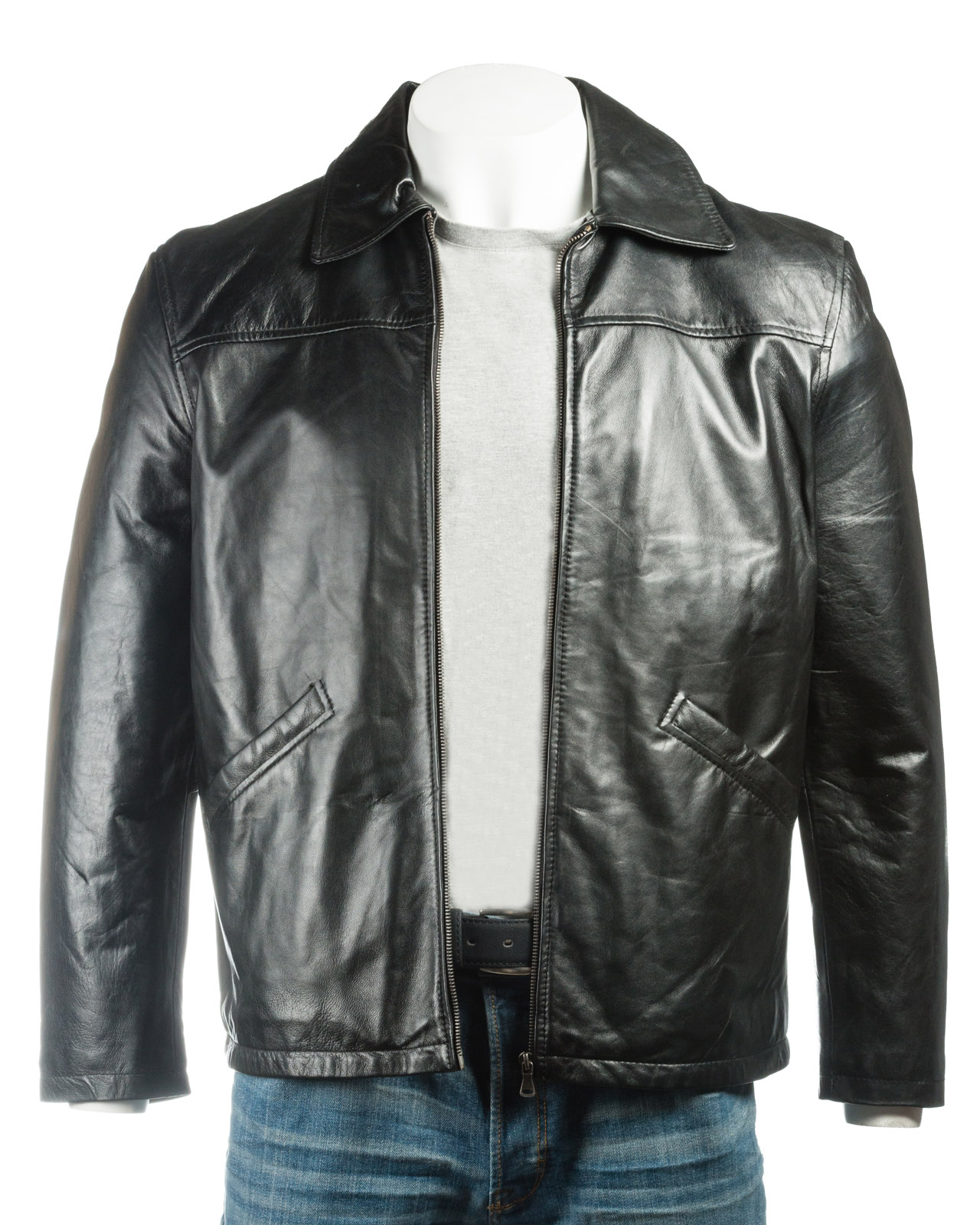 Download Men's Black Harrington Style Leather Jacket | Leather Shop