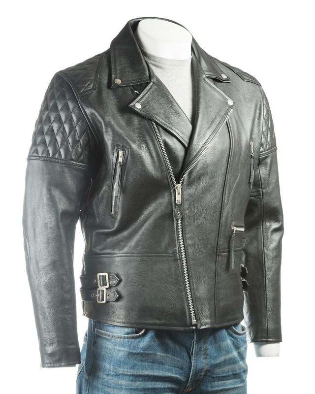 Leather Jacket Seller Mens Brando Biker Padded Sheep Leather Jacket