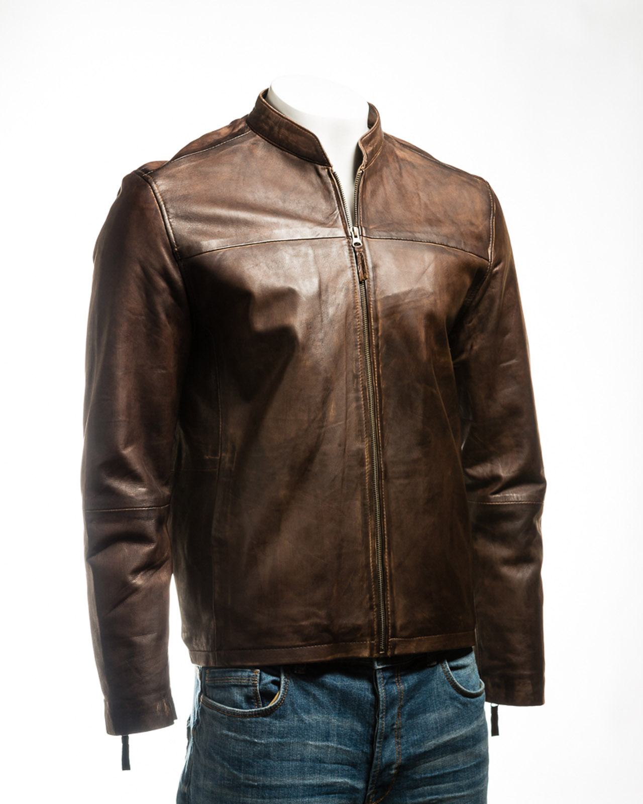 collarless leather jacket mens