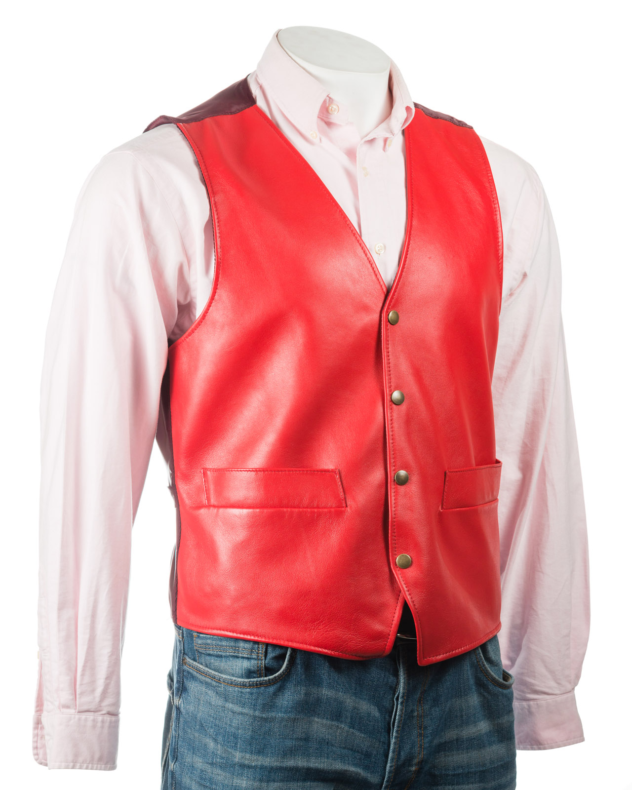 Red leather waistcoat Clearance