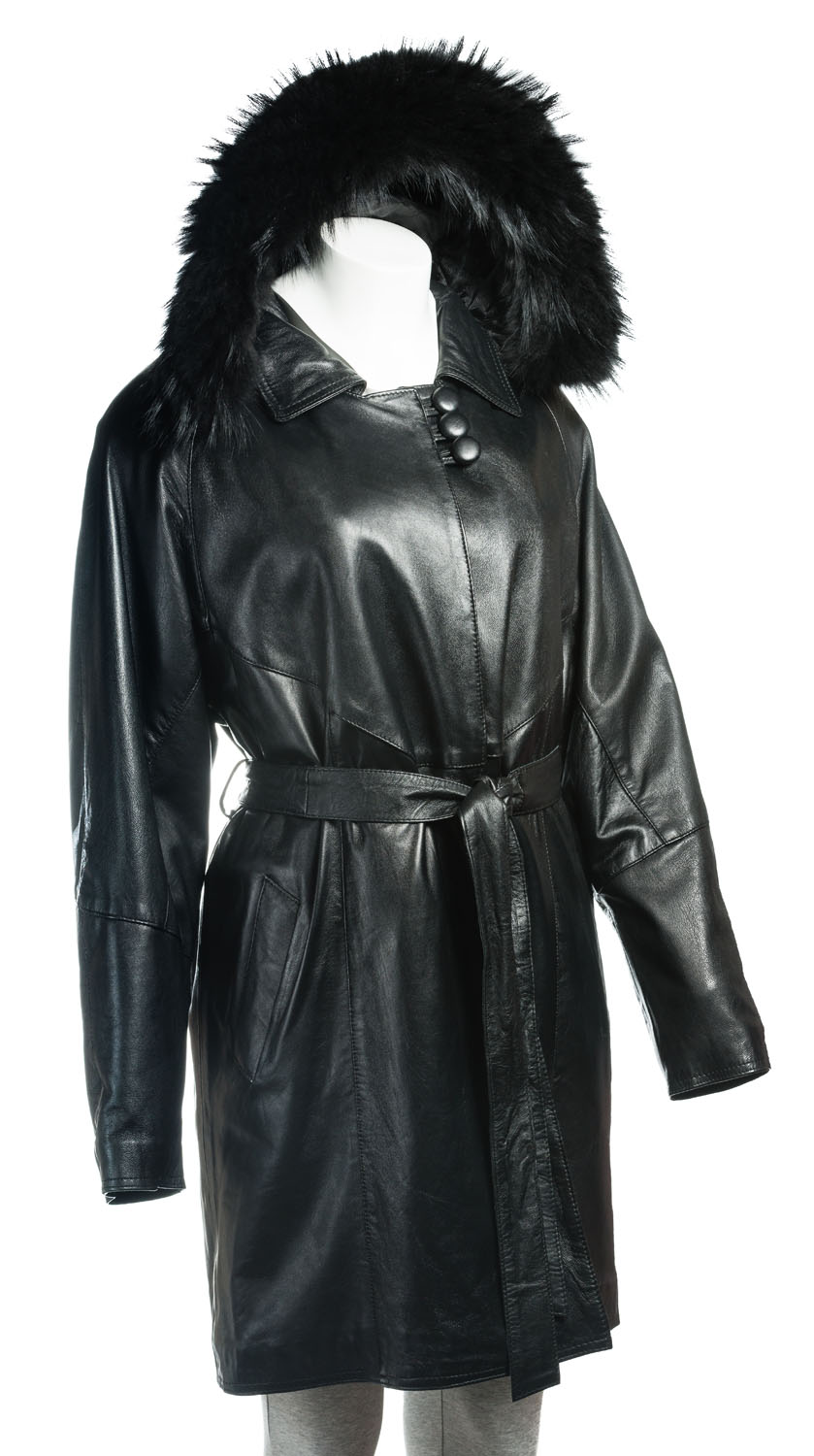 Ladies Black Belted Full Length Coat with Detachable ... (839 x 1500 Pixel)
