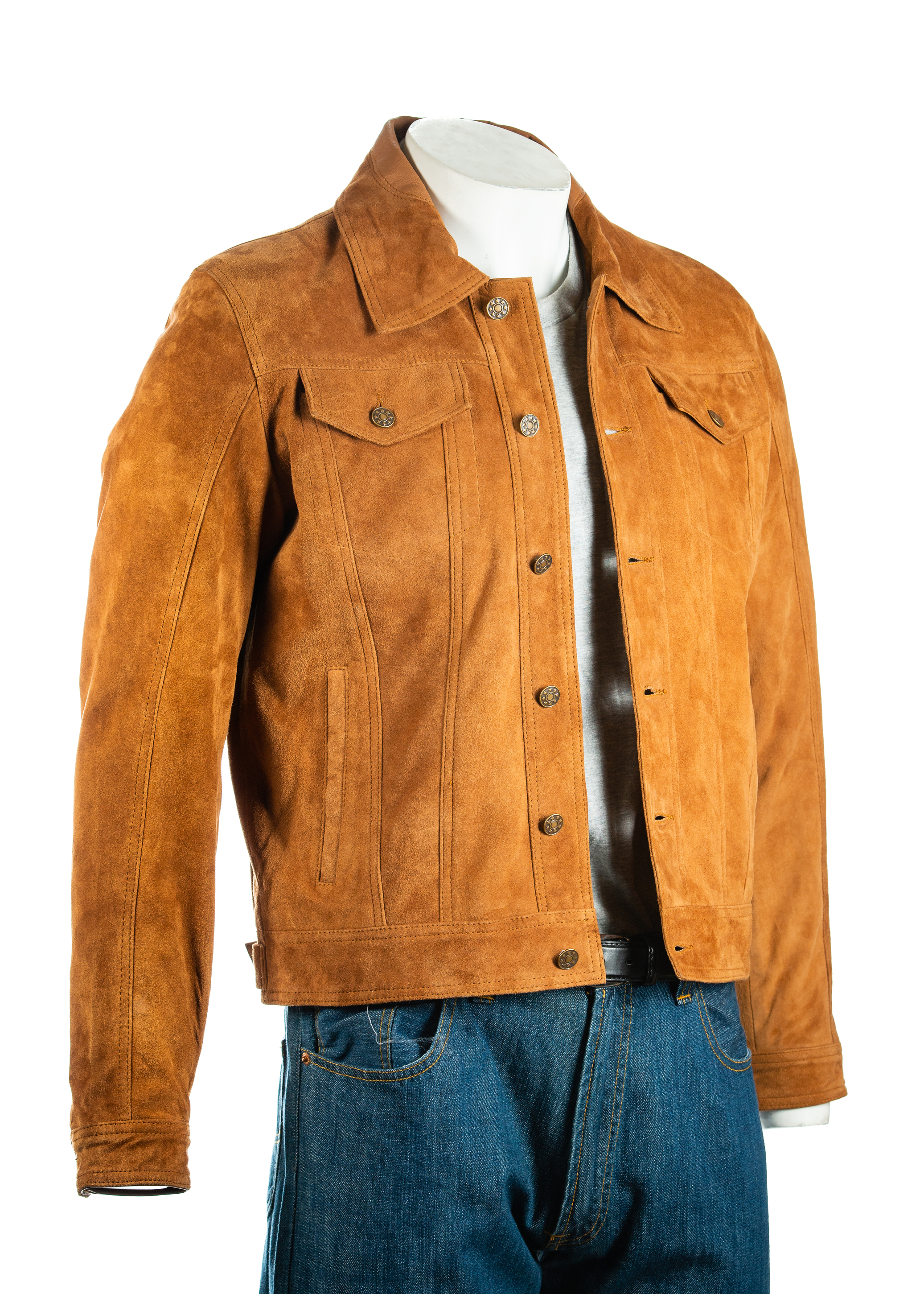 Men's Tan Denim Style Suede Jacket | Leather Shop (2073 x 2902 Pixel)