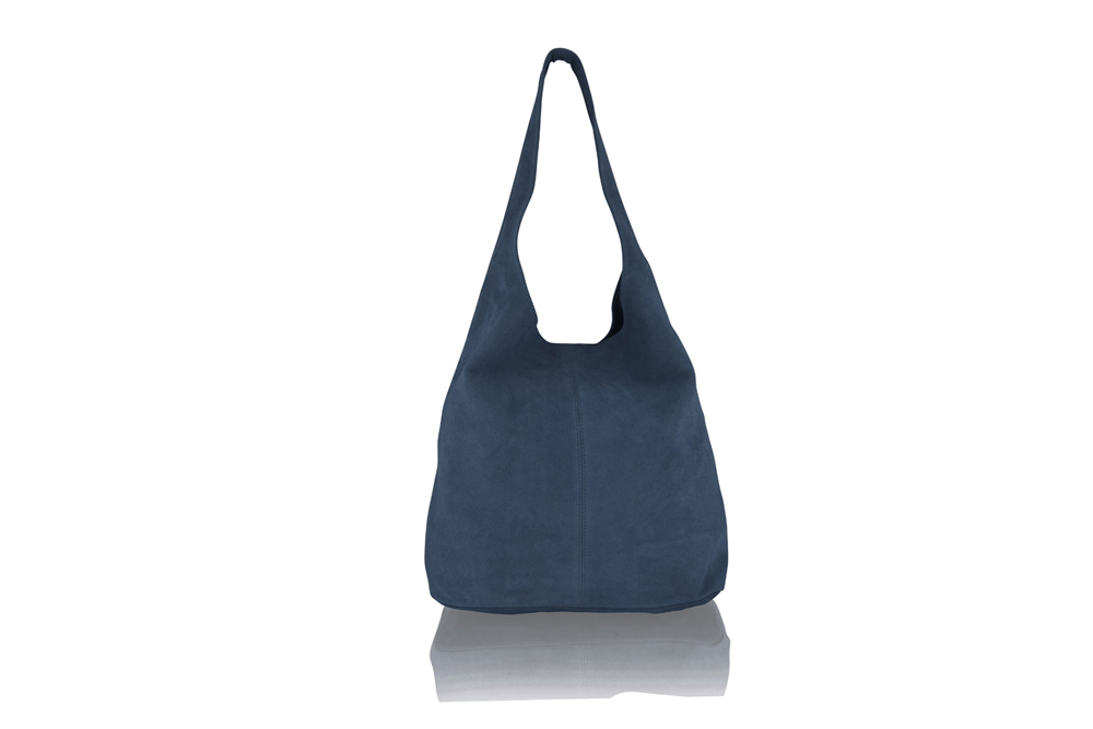 navy suede shoulder bag