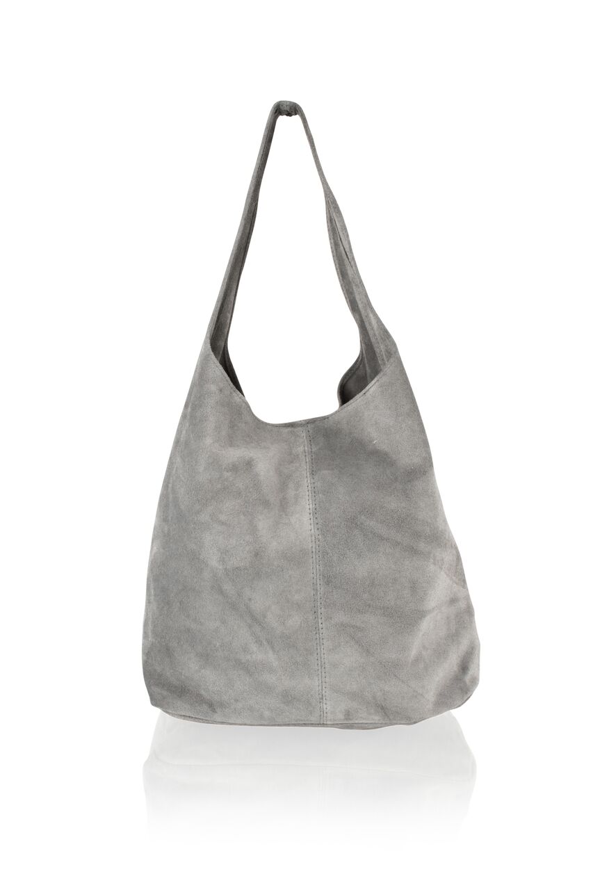 gray suede purse