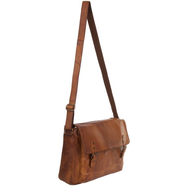 Square ashwood mens medium leather vintage wash messenger bag with laptop sleeve rust 1336 p1231 5293 image