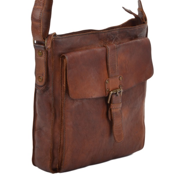 Square ashwood mens vintage wash leather a4 side bag rust 7994 p676 2768 image