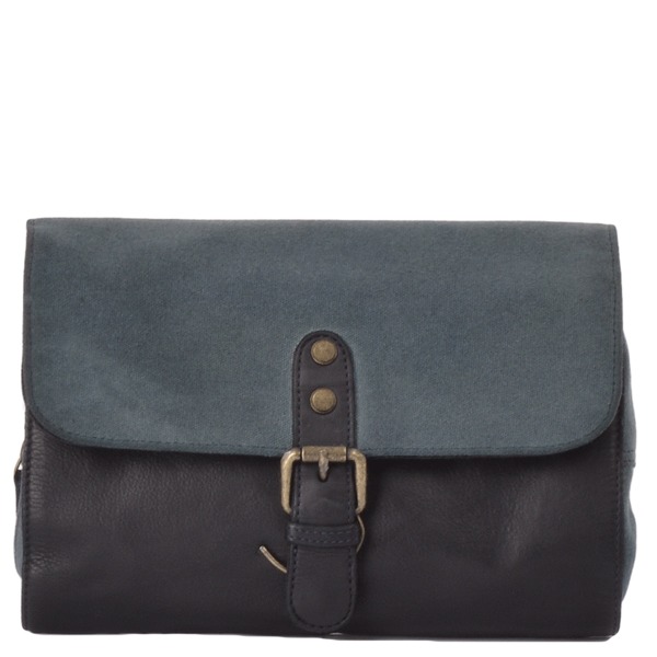Square ashwood vintage wash leather canvas hanging toiletry bag navy 1338 p1315 5723 image