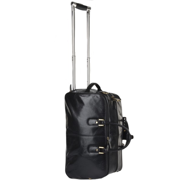 Square ashwood luggage vegetable tanned leather weekend travel holdall black 76660 p626 2553 image