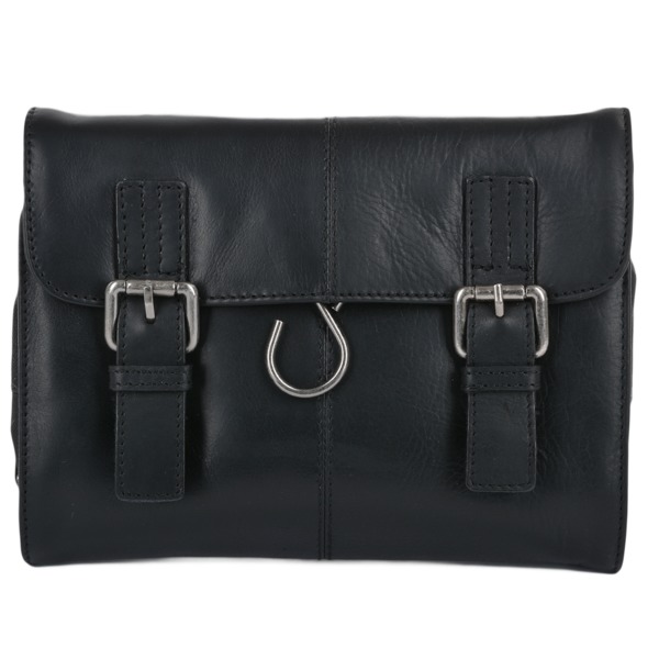 Square ashwood mens leather hanging toiletry bag black phil p603 2427 image