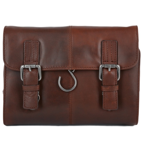 Square ashwood mens leather hanging toiletry bag tan phil p604 2432 image