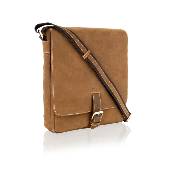 Square brown genuine leather messenger bag brgym0022 2