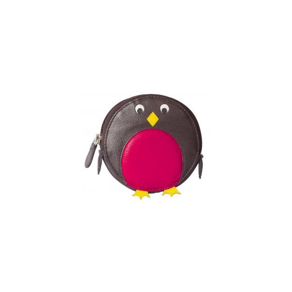 Square red penguin round coin purse
