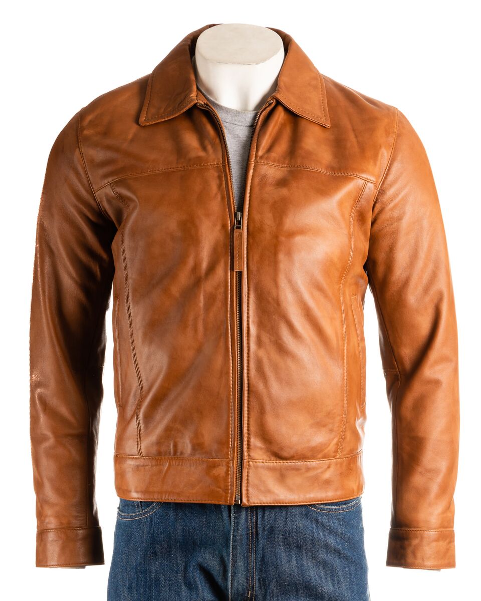 Mens tan leather blazer clearance