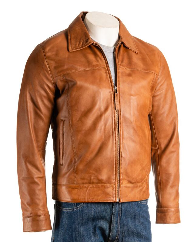 tan leather jacket