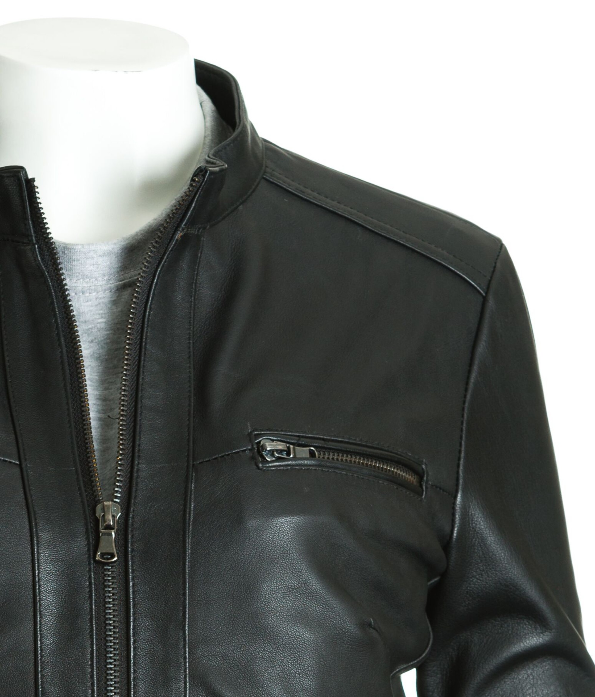 Women's Black Minimalist Leather Biker Style Jacket ... (2000 x 2344 Pixel)