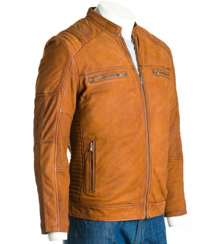 tan leather biker jacket mens