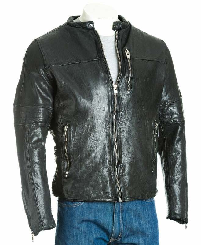 full grain leather biker jacket