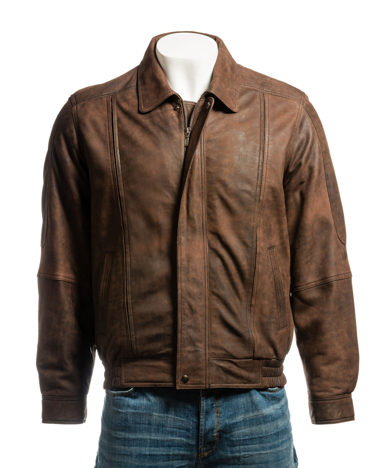 Men's Brown Simple Blouson Style Nubuck Jacket with ... (1280 x 1600 Pixel)