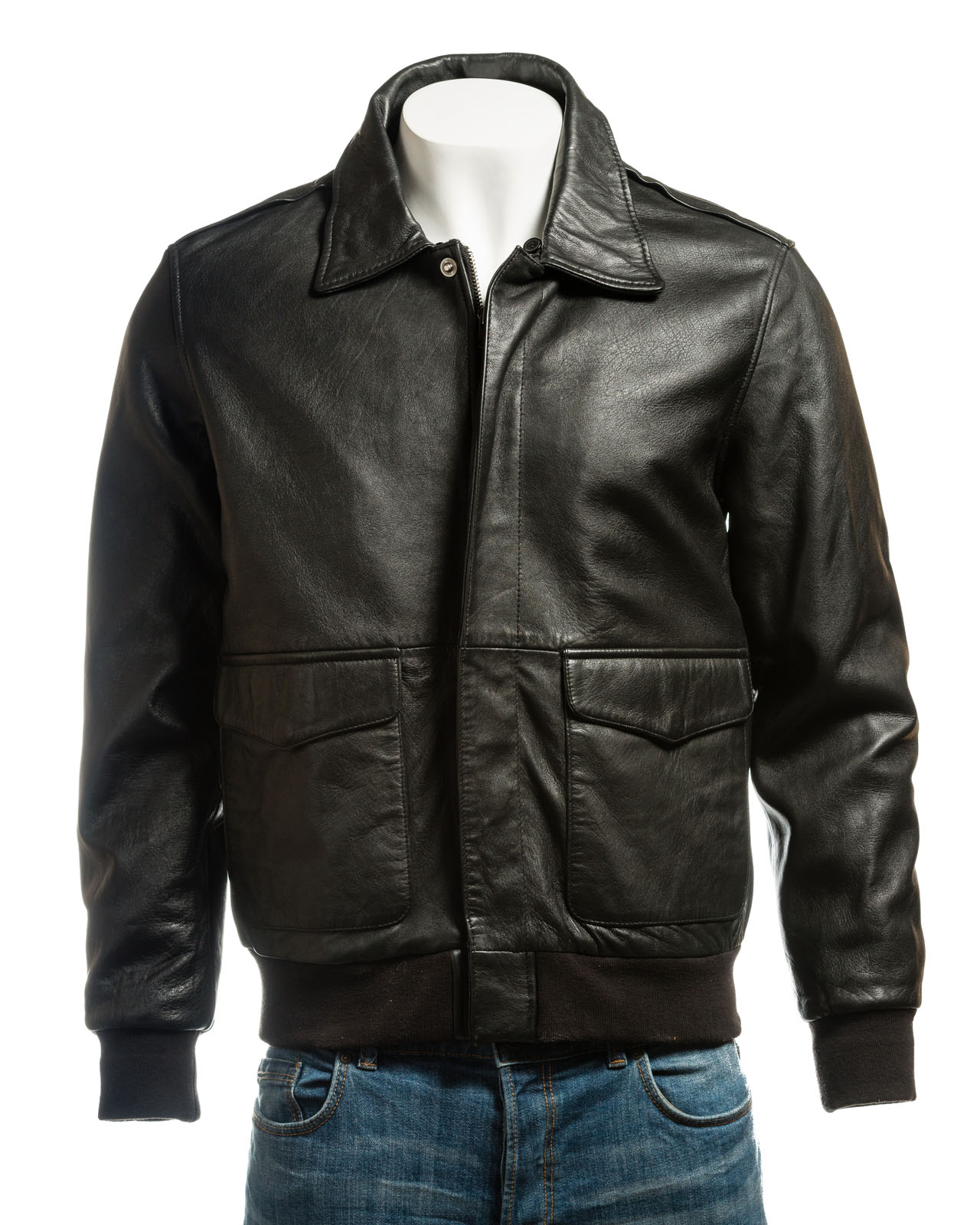 Men's Black Aviator Pilot Flight A2 Style Leather Jacket ... (1280 x 1600 Pixel)